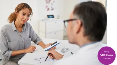 patient and doctor discussing feno progression